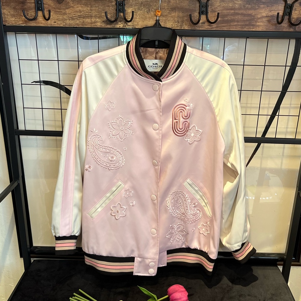 COACH Oversized‎ Bandana Souvenir Reversible Jacket Crystal Pink C2531 XS NEW